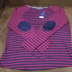 IZOD Long-sleeve Striped Elbow Patch Shirt sz L